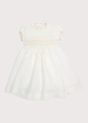 Ivory Hand Smocked Occasion Dress with Pink Details (6mths-10yrs) Dresses from Pepa London
