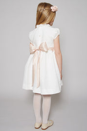 Ivory Hand Smocked Occasion Dress with Pink Details (6mths-10yrs) Dresses from Pepa London
