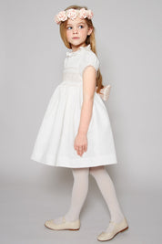 Ivory Hand Smocked Occasion Dress with Pink Details (6mths-10yrs) Dresses from Pepa London