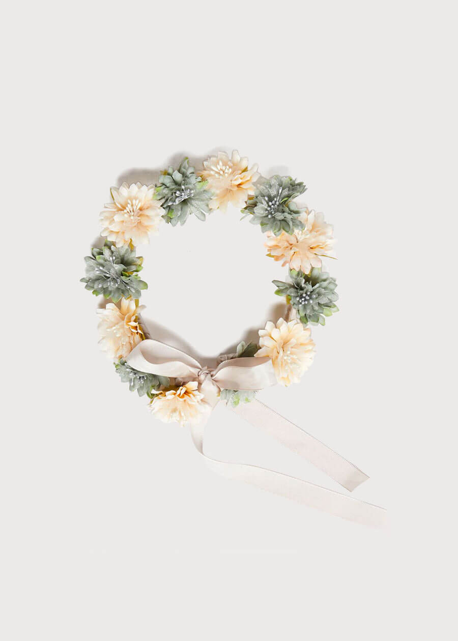 Flower Pearl Detail Crown in Teal Blue Hair Accessories  from Pepa London