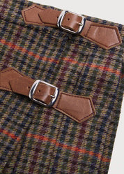 Checked Tweed Pleated Leather Buckled Kilt in Brown (2-10yrs) Skirts  from Pepa London