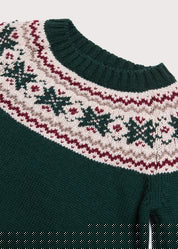 Classic Fair Isle Merino Wool Jumper in Green (12mths-10yrs) Knitwear  from Pepa London
