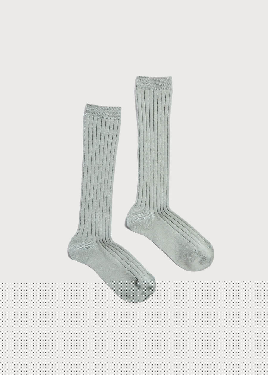 Ribbed Knitted Knee Socks in Dusty Green (3mths-8yrs) Socks  from Pepa London