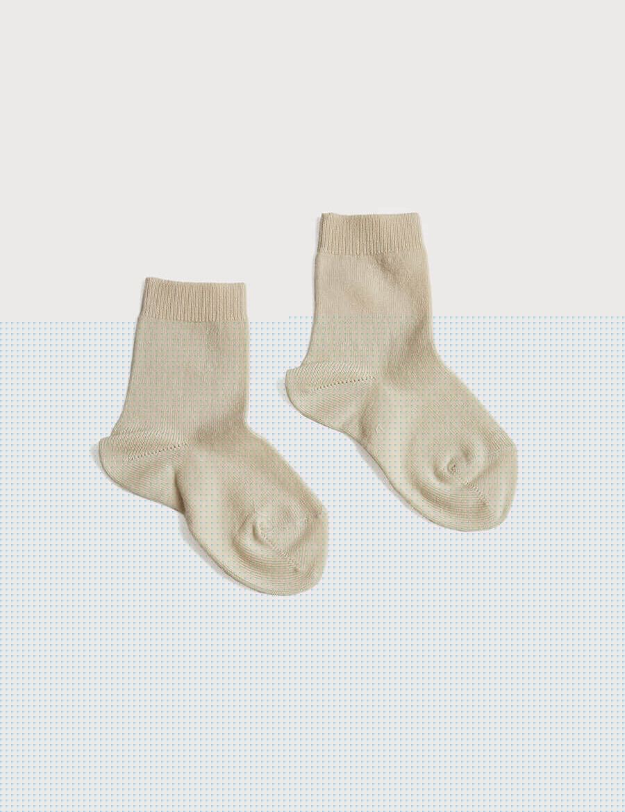 Cotton Short Socks Beige (0mths-10yrs) Socks from Pepa London