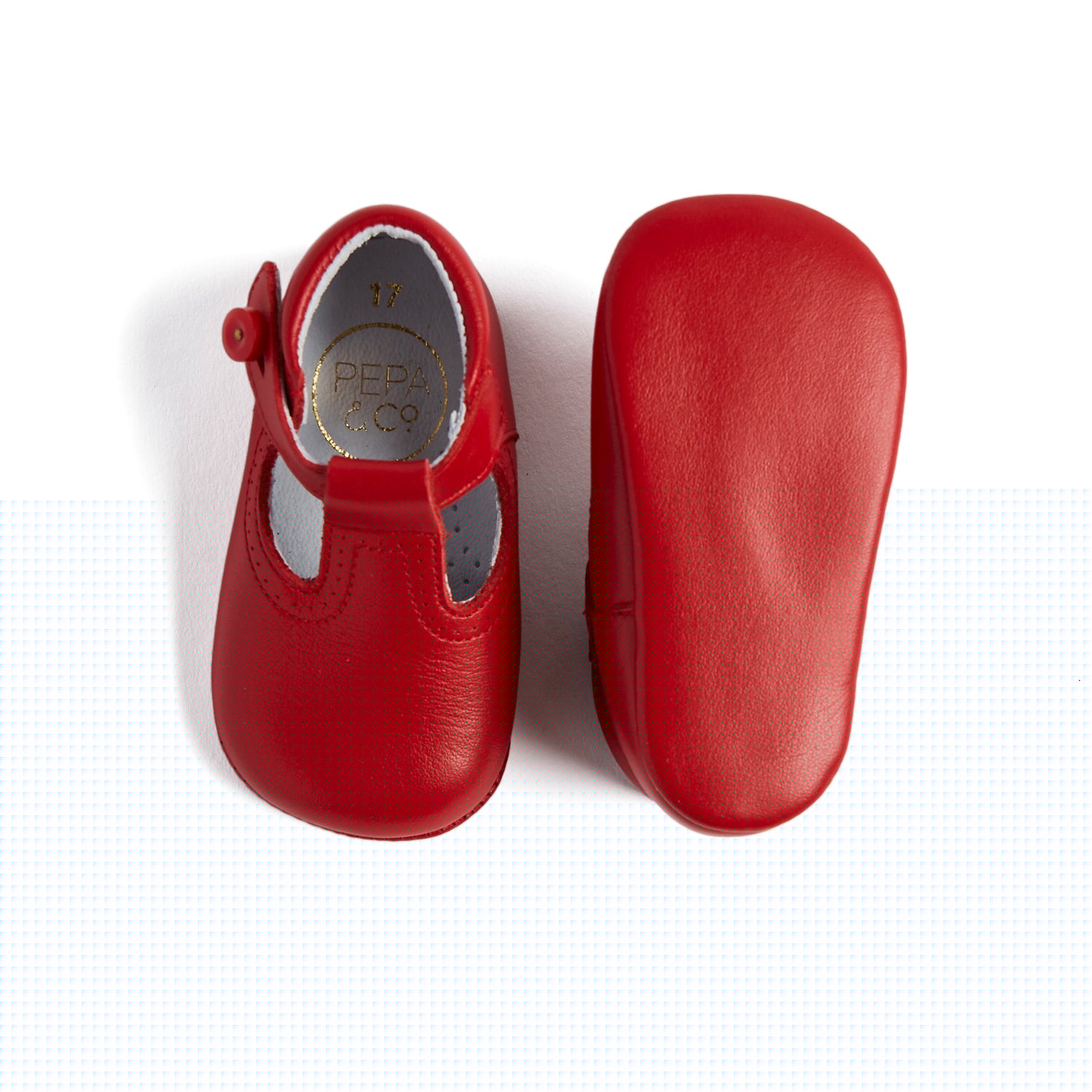 Leather Red T-Bar Pram Shoes Shoes  from Pepa London
