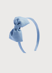 Blue Linen Big Bow Hairband Hair Accessories  from Pepa London