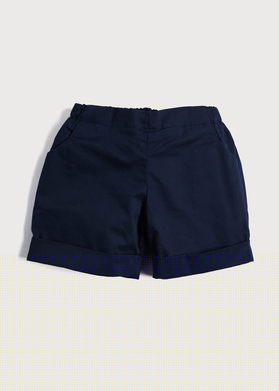 Classic Turn-up Hem Cotton Shorts in Navy (12mths-4yrs) Shorts from Pepa London