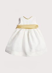 Sleeveless Ivory Flower Girl Dress with Green Silk Sash (6mths-10yrs) Dresses from Pepa London