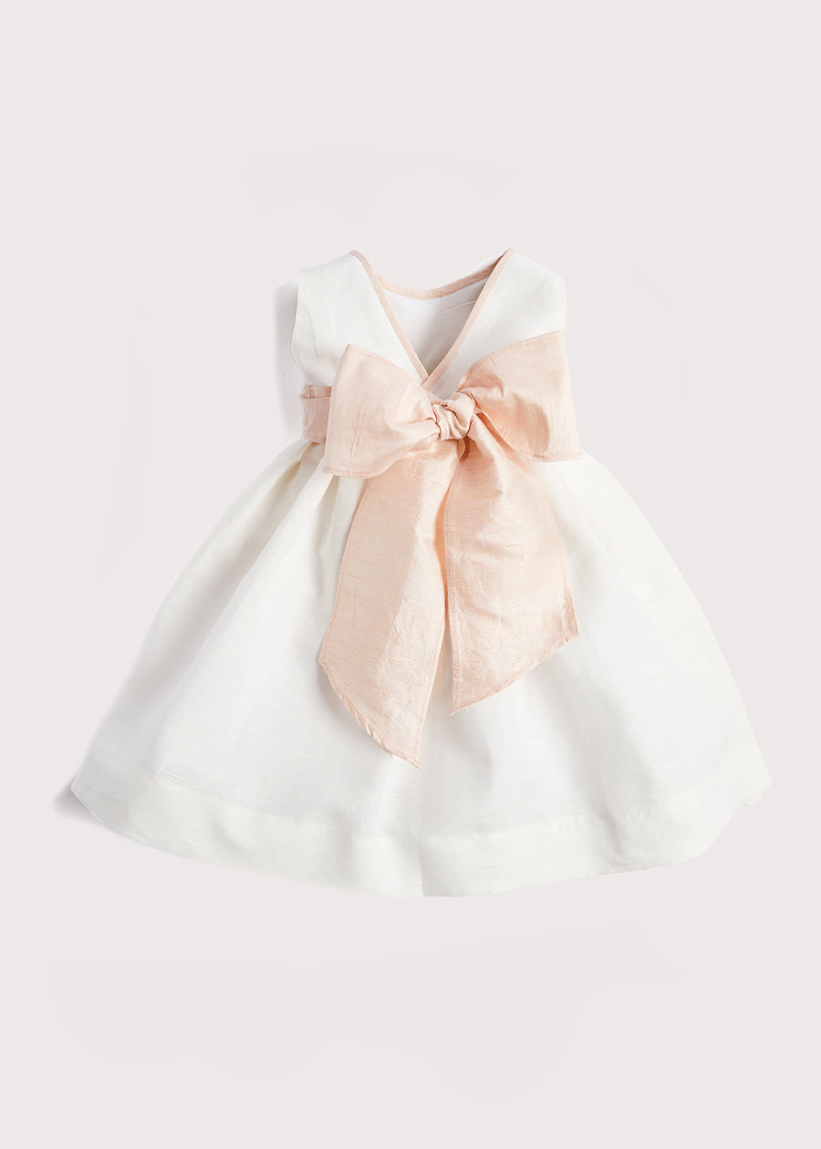 Sleeveless Ivory Flower Girl Dress with Pink Silk Sash (6mths-10yrs) Dresses from Pepa London