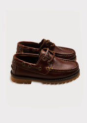Leather Boat Shoes in Tan (26-34EU) Shoes  from Pepa London
