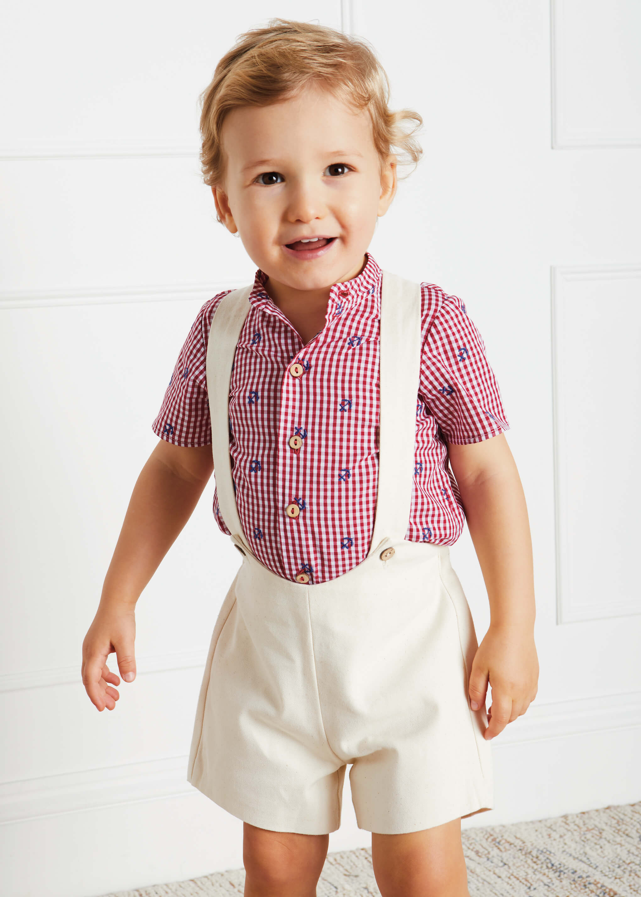 Button Detail Shorts with Braces in Beige (18mths-4yrs) Shorts from Pepa London