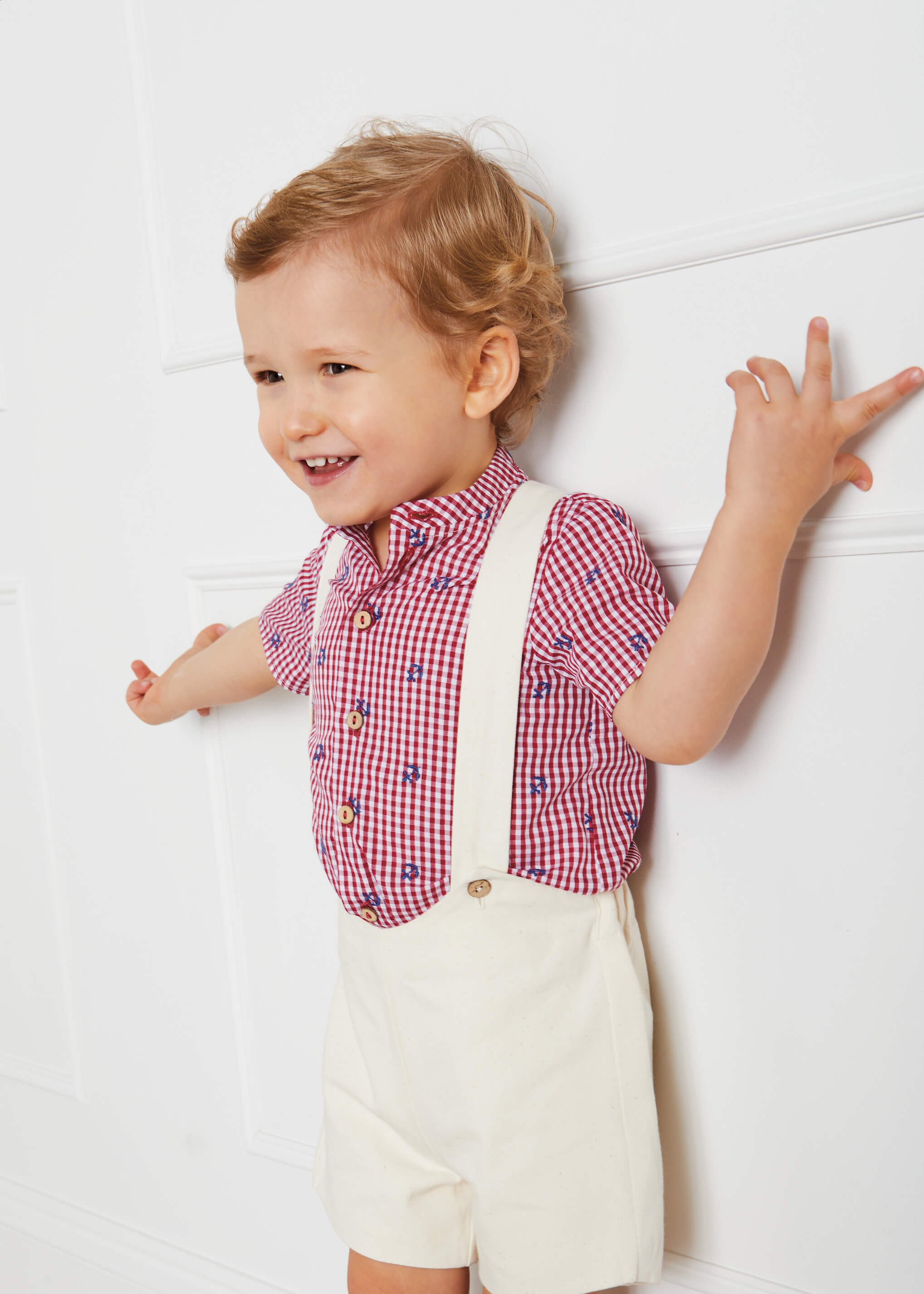 Button Detail Shorts with Braces in Beige (18mths-4yrs) Shorts from Pepa London