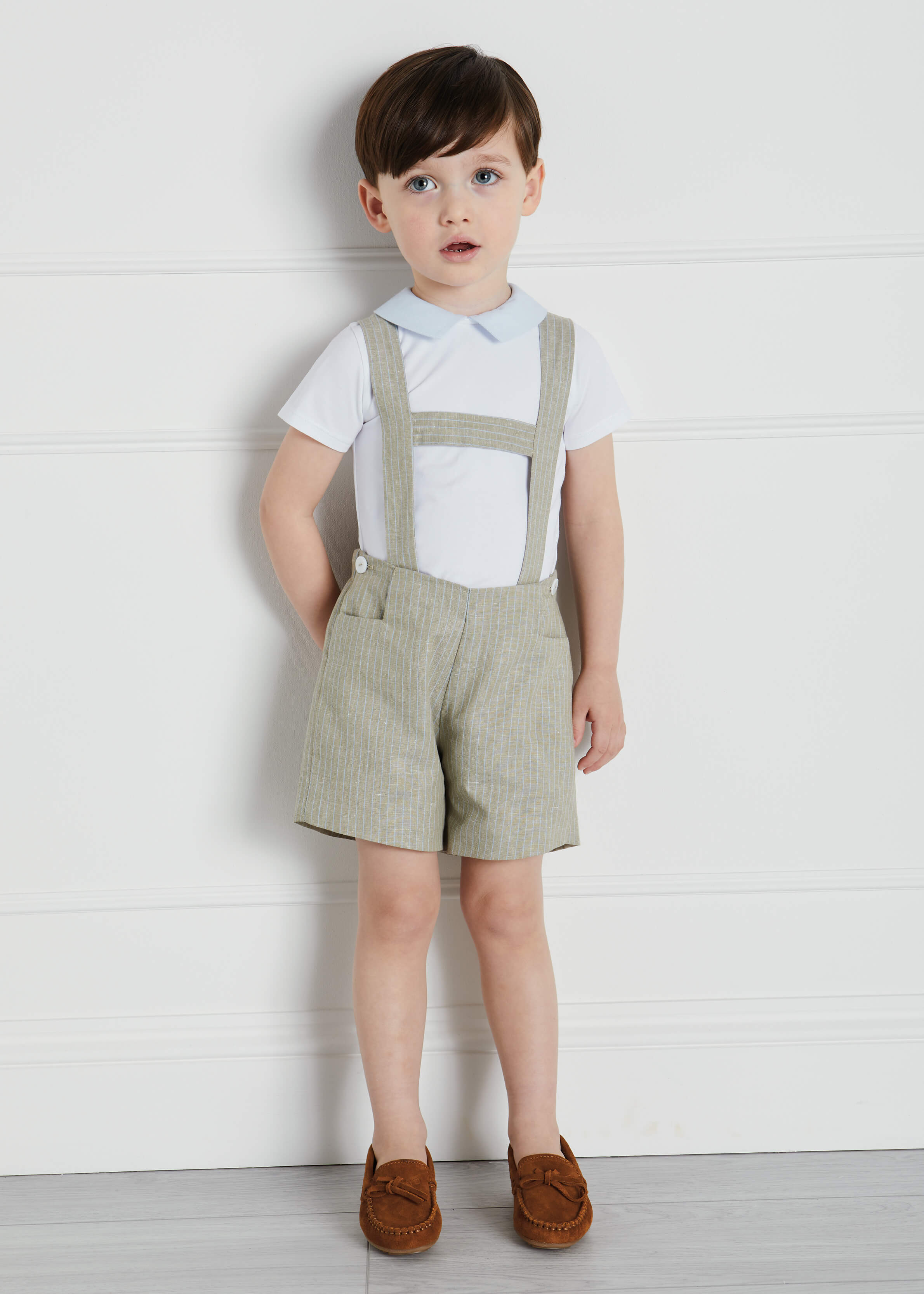 Contrast Oxford Polo Collar Short Sleeve Shirt in White (2-4yrs) Tops & Bodysuits  from Pepa London