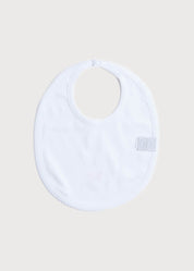 White Bib with Pink Embroidered Rocking Horse Accessories  from Pepa London