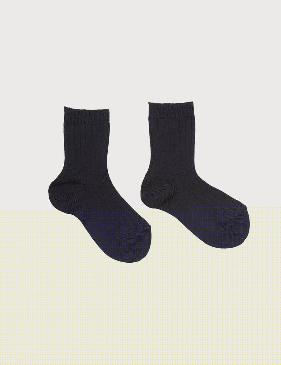 Ribbed short socks - Navy (0mths-10yrs) Socks from Pepa London