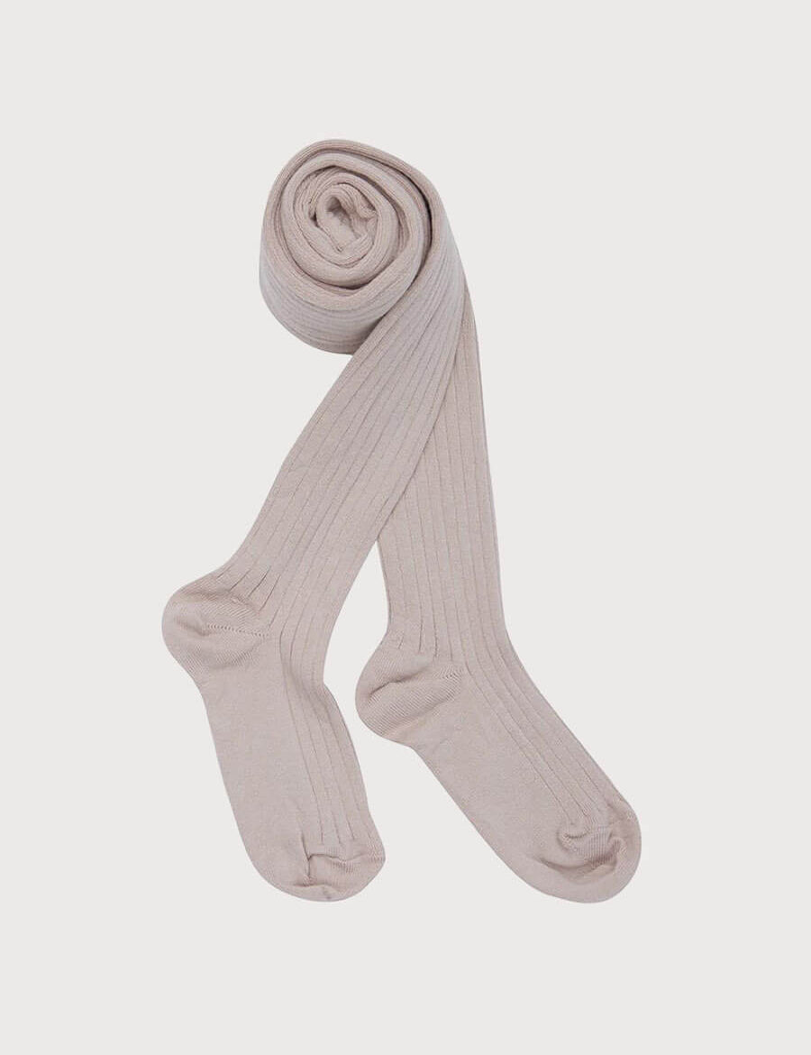 Dusky Pink Ribbed Tights (0mths-10yrs) Tights from Pepa London