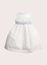 Sleeveless Ivory Flower Girl Dress with Blue Silk Sash (6mths-10yrs) Dresses from Pepa London
